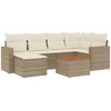 Image de vidaXL Ensemble de salon de jardin 7 pièces avec coussins Beige Poly Rattan