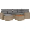 Image de vidaXL Ensemble de salon de jardin 7 pièces avec coussins Beige Poly Rattan