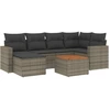 Image de vidaXL Ensemble de salon de jardin 7 pièces avec coussins Gris Poly rotin