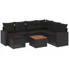 Image de vidaXL Ensemble de jardin canapé 8 pièces avec coussins noir poly rotin