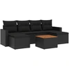 Image de vidaXL Ensemble de salon de jardin 7 pièces avec coussins noir poly rotin