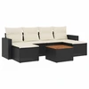 Image de vidaXL Ensemble de salon de jardin 7 pièces avec coussins noir poly rotin