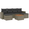Image de vidaXL Ensemble de salon de jardin 7 pièces avec coussins Gris Poly rotin