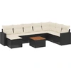 Image de vidaXL Ensemble de salon de jardin 9 pièces avec coussins noir poly rotin