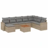 Image de vidaXL Ensemble de salon de jardin 9 pièces avec coussins beige Poly rotin
