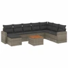 Image de vidaXL Ensemble de salon de jardin 9 pièces avec coussins Gris Poly rotin