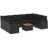 Image de vidaXL Ensemble de 10 canapés de jardin avec coussins noir poly rotin