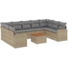 Image de vidaXL Ensemble de salon de jardin 10 pièces avec coussins Beige Poly Rattan