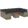 Image de vidaXL Ensemble de salon de jardin 10 pièces avec coussins Gris Poly Rattan