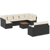 Image de vidaXL Ensemble de 10 canapés de jardin avec coussins noir poly rotin