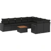 Image de vidaXL Ensemble de 10 canapés de jardin avec coussins noir poly rotin