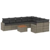 Image de vidaXL Ensemble de salon de jardin 10 pièces avec coussins Gris Poly Rattan