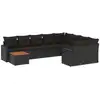 Image de vidaXL Ensemble de 10 canapés de jardin avec coussins noir poly rotin