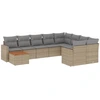 Image de vidaXL Ensemble de salon de jardin 10 pièces avec coussins Beige Poly Rattan