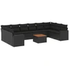 Image de vidaXL Ensemble de salon de jardin 11 pièces avec coussins noir poly rotin
