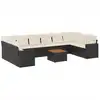 Image de vidaXL Ensemble de salon de jardin 11 pièces avec coussins noir poly rotin