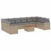 Image de vidaXL Ensemble de salon de jardin 11 pièces avec coussins Beige Poly Rattan
