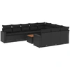 Image de vidaXL Ensemble de salon de jardin 11 pièces avec coussins noir poly rotin