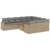 Image de vidaXL Ensemble de salon de jardin 11 pièces avec coussins Beige Poly Rattan