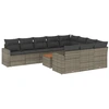 Image de vidaXL Ensemble de salon de jardin 11 pièces avec coussins Gris Poly rotin