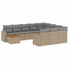 Image de vidaXL Ensemble de salon de jardin 11 pièces avec coussins Beige Poly Rattan