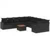 Image de vidaXL Ensemble de salon de jardin 11 pièces avec coussins noir poly rotin
