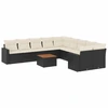 Image de vidaXL Ensemble de salon de jardin 11 pièces avec coussins noir poly rotin