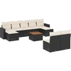 Image de vidaXL Ensemble de 10 canapés de jardin avec coussins noir poly rotin