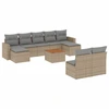 Image de vidaXL Ensemble de salon de jardin 10 pièces avec coussins Beige Poly Rattan