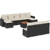 Image de vidaXL Ensemble de salon de jardin 11 pièces avec coussins noir poly rotin