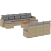 Image de vidaXL Ensemble de salon de jardin 11 pièces avec coussins Beige Poly Rattan