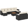 Image de vidaXL Ensemble de 10 canapés de jardin avec coussins noir poly rotin