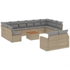 Image de vidaXL Ensemble de 13 canapés de jardin avec coussins Beige Poly Rattan