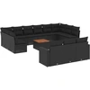 Image de vidaXL Ensemble de salon de jardin 14 pièces avec coussins noir Poly rotin