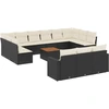 Image de vidaXL Ensemble de salon de jardin 14 pièces avec coussins noir Poly rotin