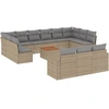 Image de vidaXL Ensemble de salon de jardin 14 pièces avec coussins Beige Poly Rattan