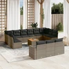 Image de vidaXL Ensemble de salon de jardin 14 pièces avec coussins Gris Poly rotin