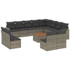 Image de vidaXL Ensemble de 13 canapés de jardin avec coussins Gris Poly Rattan