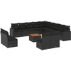 Image de vidaXL Ensemble de salon de jardin 14 pièces avec coussins noir Poly rotin