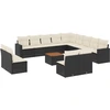 Image de vidaXL Ensemble de salon de jardin 14 pièces avec coussins noir Poly rotin