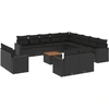 Image de vidaXL Ensemble de salon de jardin 14 pièces avec coussins noir Poly rotin