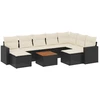 Image de vidaXL Ensemble de 10 canapés de jardin avec coussins noir poly rotin