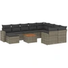 Image de vidaXL Ensemble de salon de jardin 11 pièces avec coussins Gris Poly rotin