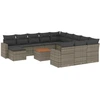 Image de vidaXL Ensemble de 13 canapés de jardin avec coussins Gris Poly Rattan