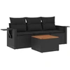 Image de vidaXL Ensemble de salon de jardin 4 pièces avec coussins noir poly rotin