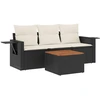 Image de vidaXL Ensemble de salon de jardin 4 pièces avec coussins noir poly rotin