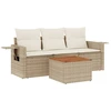 Image de vidaXL Ensemble de salon de jardin 4 pièces avec coussins Beige Poly Rattan