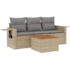 Image de vidaXL Ensemble de salon de jardin 4 pièces avec coussins Mélange beige Poly rotin