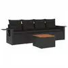 Image de vidaXL Ensemble de salon de jardin 5 pièces avec coussins noir poly rotin