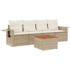 Image de vidaXL Ensemble de salon de jardin 5 pièces avec coussins Beige Poly Rattan